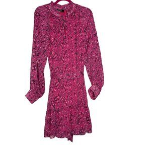 Meritt Dress Womens 1XL Magenta Pink Leopard Print Long Sleeve Mini New
